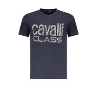 Zebra Print Statement Tee, male, Cavalli Class, T-Shirts, Blue, L, Tops L