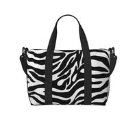 Zebra Print Stripe Printed Travel Duffel Bag for Women Men - Weekend Overnight Bags with Adjustable Shoulder Strap and Handle