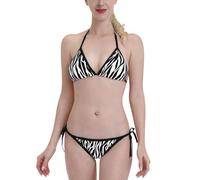 Zebra Print Stunning Bikini â€“ Full-Print Coverage, Soft Fabric, Adjustable Straps for Enhanced Comfort and Style Black