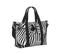 Zebra Print Travel Hand Bag for Women Men Lightweight Foldable for Weekend Trips Gym Vacation