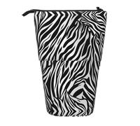 Zebra Print Vertical Retractable Pencil Case, Easy to Use, Adjustable Size According to Needs