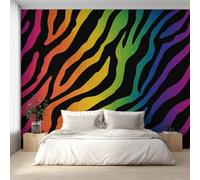 Zebra Print Wallpaper, Colorful Black Stripes Wall Mural, Living Room Wallpaper for Bedroom, Home Decor, Photo Wall Paper, 274 x 254 cm EC&LC