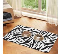 Zebra Print,Waterproof Pet Feeding Mat,Cat Dog Placemats for Food and Water, PU Leather Food Mats,40x60cm