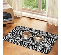 Zebra Print,Waterproof Pet Feeding Mat,Cat Dog Placemats for Food and Water, PU Leather Food Mats,40x60cm