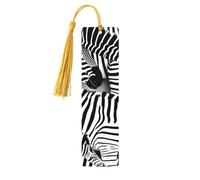 Zebra Print Wooden Bookmark with Tassel-Handcrafted Wooden Book Marker for Books, Journals, Notebooks