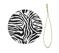 Zebra Prints Christmas Ceramic Ornament - Double-Sided Uv Printed Round Hanging Decoration with Gold String for Tree
