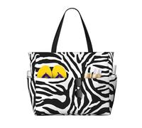 Zebra Prints Print Large Capacity Beach Travel Bag, Waterproof Beach Tote Bag with Zip and Pocket, Tote Bags for Traveling, Shopping, Pool
