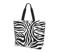 Zebra Prints Print Large Women Tote Bag,Stylish Waterproof Ladies Shoulder Bag, Folding Beach Travel Bag for Work,Shopping