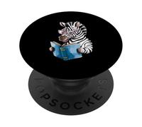 Zebra Reading Book Glasses Illustration PopSockets Adhesive PopGrip