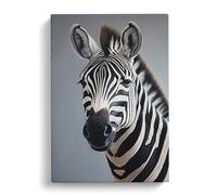 Zebra Realism Art Canvas Print | Gallery Wrapped 30mm Frame Wall Art | 30x20 inches | Ready to Hang | Contemporary Animals Picture | Living Room Bedroom Lounge Office