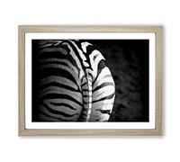 Zebra Rear Modern Framed Print | A3 Oak Framed Wall Art | Ready to Hang | Modern Animal Picture | Living Room Bedroom Lounge Office