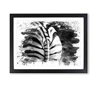 Zebra Rear V4 Modern Framed Print | A2 Black Framed Wall Art | Ready to Hang | Modern Animal Picture | Living Room Bedroom Lounge Office