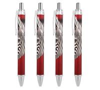 Zebra Red Black Ballpoint Pens Fine Point (0.5mm) Black Ink Pen Retractable Ball Point Pens with Comfortable Full Grip for Journaling, And Office Writing Ideal 4 PCS