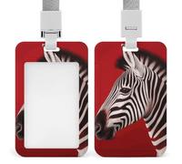 Zebra Red ID Badge Holder with Breakaway Lanyard Card Holder | Waterproof ID Card Holder Heavy Duty Hard Plastic Professional Vertical Name Tag Badge Holder for Office Nurse Doctor Teacher