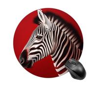 Zebra Red Mouse Pad Round Computer Mousepad Cute Mouse Pads with Non-Slip Rubber Base Mouse Mat for Laptop Gaming Office Home