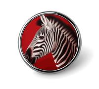 Zebra Red Round Lapel Pins for Men Women Metal Button Pin Fashion Personalized Brooch Pins for Men Suits Cute Brooch Badge for Backpack Clothing Hat Bag Decoration