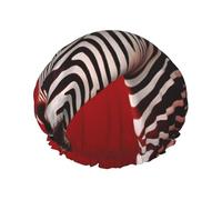 Zebra Red Shower Caps for Women Reusable Waterproof Shower Bonnet Large Elastic Bath Caps Double Layers Bathing Hair Caps Designed for all Hair Lengths with PEVA Lining