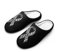 Zebra Ribbon Cotton Slippers for Women Memory Foam Comfy House Shoes with Anti-Skid Rubber Sole