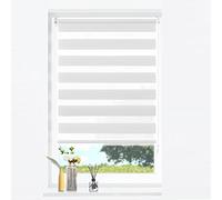 Zebra Roller Blinds 30x200cm No drilling & Easy-Fix,easy to Fit Blinds for Window with Adjustable chain mechanism, for Bathroom,The Office, White, 24121