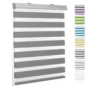 Zebra Roller Blinds 40x180cm Blackout Waterproof Fabric Double Roller Blind with Clamping Brackets, for Bathroom,The Office Dark Gray