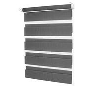 Zebra Roller Blinds 50x180cm Translucent or Blackout Double Roller Blind with Clamping Brackets, for Bathroom,The Office Dark Gray