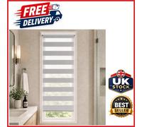 Zebra Roller Blinds No Drill Grey 55 x 150 cm Double Layer Blackout Fabric