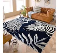 Zebra Rug Large - Tropical Print Rug, Jungle Theme Zebra Rugs for Living Room Bedroom, Washable Non Slip Soft Large Carpet, Patterned Area Rugs & Home Decor 140x200 cm