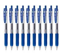 Zebra Sarasa Clip 1.0 Retractable Gel Ink Pen Rubber Grip 1.0mm Blue Ink Value Set of 10