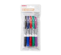 Zebra SARASA CLIP Gel Pen 0.7mm Pack of 5 - Assorted Colours