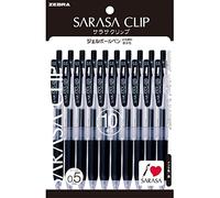 Zebra Sarasa Clip P-JJ15-BK10 Gel Ballpoint Pen, 0.5, Black, 10 Pieces