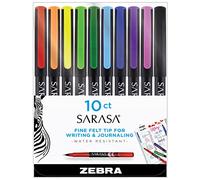 Zebra Pen Sarasa Fine Felt Pen 0.8mm Assorted Ink Colors 10-Count
