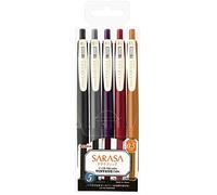 Zebra Sarasa Clip Gel Ink Ballpoint Pen 0.5mm, Rubber Grip, Vintage Colors, 5 Colors Set 2 (JJ15-5C-VI2)