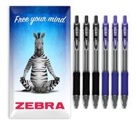 Zebra Sarasa Pen - Retractable Gel Ink Rollerball Pens - 0.7mm Nib - Black & Blue Ink - In Envelope Gift Packaging - Set of 6