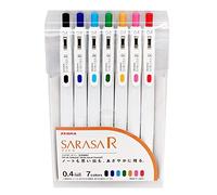 Zebra Sarasa R 0.4 mm - Set of 7 Gel Pens & Sticky Notes