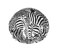 Zebra Seamless PatternSavannah Animal,Shower Cap Nightcap Double Layer Waterproof Elastic Bath Cap Reusable Hair Cap