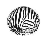 Zebra Shower Cap - Full Print Design, Water-Resistant Polyester Fabric, Bathing Essential