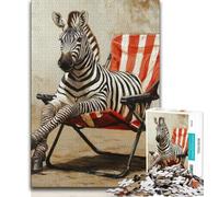 Zebra Sitting on A Chair Jigsaws Puzzles 1000 Pieces for Teenagers Gifts,Challenging Family Activity Games DIY Toy for Home Wall Decor Gifts 50x75cm