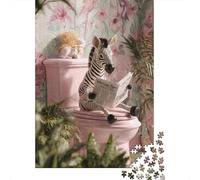 Zebra Sitting On The Toilet Wooden Jigsaw Puzzle for Adults Fun 1000 Piece Education Game Home Decoration Stress Relief Toy Toy Intellectual Game Relaxation And Intelligence 1000pcs (75x50cm)