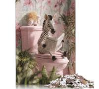 Zebra Sitting On The Toilet Wooden Jigsaw Puzzles 300 Piece for Adults Fun Decoration Toy Intellectual Game Education Game Stress Relief Relaxation And Intelligence 300pcs (40x28cm)