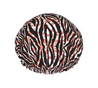 Zebra Skin And Leopard Print Pattern Shower Cap & Bath Cap For Women,Reversible Oversized Waterproof Shower Caps Large Designed For All Hair Lengths,Elastic Reusable Bathing Hair Cap