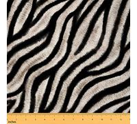 Zebra Skin Pattern Fabric by The Yard for Chairs African Wild Animal Upholstery Fabric for Arts DIY Black and White Stripes Decorative Waterproof Outdoor Fabric,1 Yard