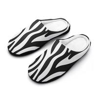 Zebra Skin Texture Men's Memory Foam Slippers Comfort Cotton Slip On House Shoes for Indoor Outdoor 13-14（46-47）