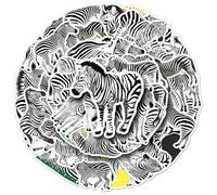 Zebra Stickers|50Pcs Wild Zebra Black and White Animal Cute Decal Stickers Waterproof Vinyl Decals for Bike Water Bottles Laptop Bicycle Refrigerator Cup Luggage Computer Mobile Phone Skateboard
