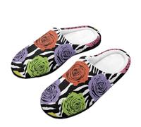 Zebra Stripe Animal Floral Mens House Slippers Cotton Home Shoes 8