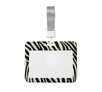 Zebra Stripe Brown and Black Badge Holder | Sliding Id Hard Plastic Work Card Case Name Tag Protector For Office