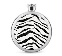 Zebra Stripe Pattern Minimalist Stainless Steel Hip Flask for Liquor, Round Pocket Portable Wine Flask for Drink 5 Oz
