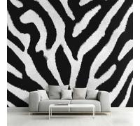 Zebra Stripe Wallpaper, Black and White Zebra Print Wall Mural for Living Room, Bedroom, Non-Woven Wall Papaer Decoration, Photo Wallpaper & Home Decor, 350x256 cm (WxH) K-MZ&3