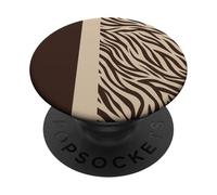 Zebra Striped Chocolate Brown Beige Animal Pattern PopSockets Adhesive PopGrip