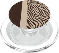 Zebra Striped Chocolate Brown Beige Animal Pattern PopSockets PopGrip for MagSafe
