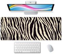 Zebra Striped Printed Desk Mat Large Gaming Mouse Pad XL Extended Mousepad Desk Pad Big Keyboard Pad Desktop Mouse Mat 31.5"x11.8" Deskmat for Gamers with Stitched Edges Non-Slip Rubber Base